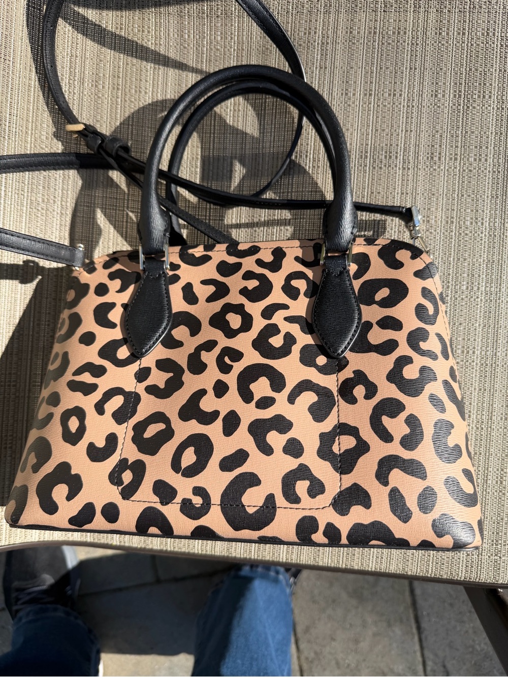 kate spade Leopard-Print Satchel in Tan & Black like new condition